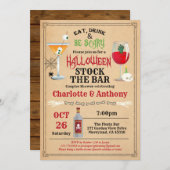 Halloween Stock die Bar Paare duschen rustikal Einladung (Vorne/Hinten)