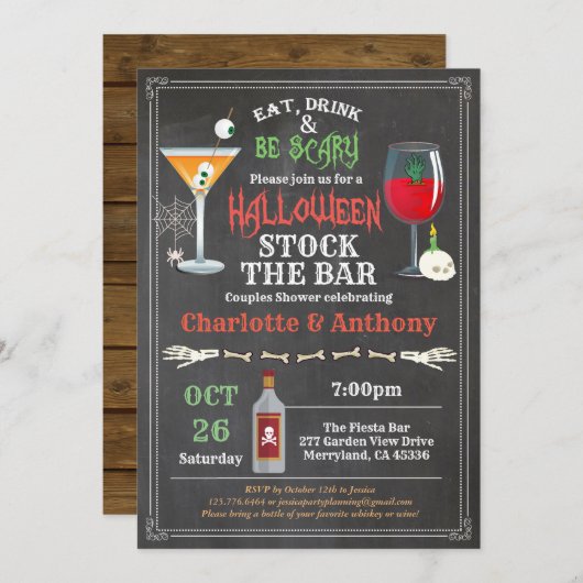 Halloween Stock die Duschkabine der Bar Einladung (Vorne/Hinten)