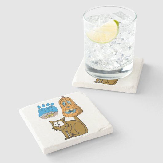 Halloween-Stone-Untersetzer, Katze Steinuntersetzer (Seitenansicht)