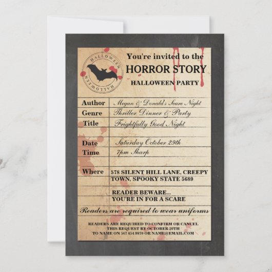 Halloween-Story-Party Einladung (Vorderseite)