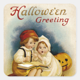 Halloween Storyerzählen Quadratischer Aufkleber