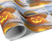 Halloween-Strand-Kürbislaterne Geschenkpapier (Rolleneckpunkt)
