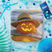 Halloween-Strand-Kürbislaterne Pappteller (Party)