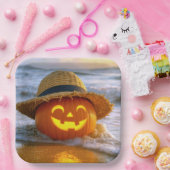 Halloween-Strand-Kürbislaterne Pappteller (Party)