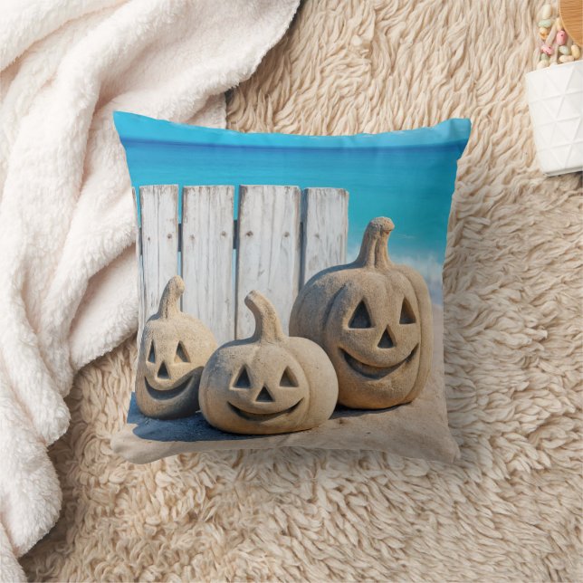 Halloween Strand Sand Kürbisse  Kissen (Decke)