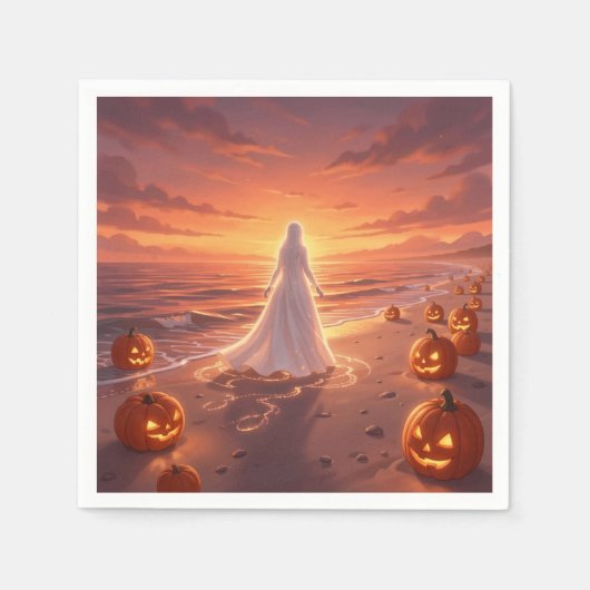 Halloween.Strand Thema Serviette (Vorderseite)