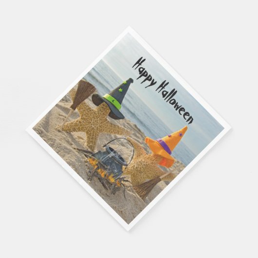 Halloween Strandfische Hexen Serviette (Ecke)