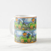 HALLOWEEN STRASSENVERKEHR, JACK UND SCHWARZE KATTE KAFFEETASSE (Vorderseite Links)