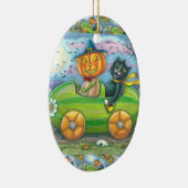 HALLOWEEN STRASSENVERKEHR, JACK UND SCHWARZE KATTE KERAMIK ORNAMENT (Rechts)