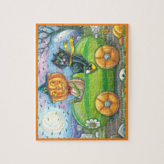 HALLOWEEN STRASSENVERKEHR, JACK UND SCHWARZE KATTE PUZZLE (Vertikal)