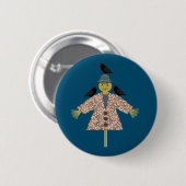 Halloween Straw Scarecrow and Ravens Button (Vorne & Hinten)