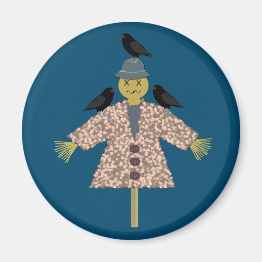 Halloween Straw Scarecrow and Ravens Magnet (Vorne)