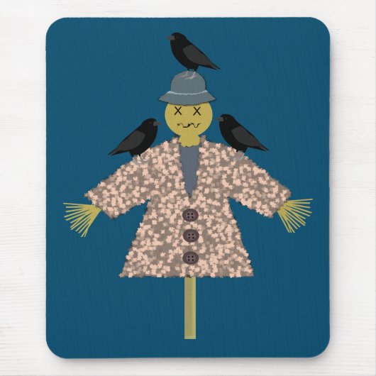 Halloween Straw Scarecrow and Ravens Mousepad (Vorne)