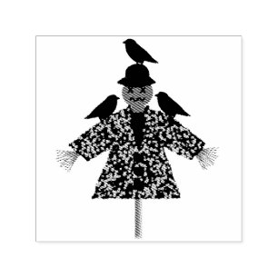 Halloween Straw Scarecrow and Ravens Permastempel