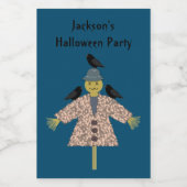 Halloween Straw Scarecrow and Ravens Weinetikett (Einzelnes Label)