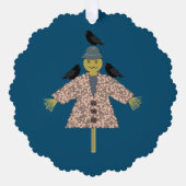 Halloween Straw Scarecrow und Ravens Custom Ornament Karte (Vorderseite)