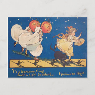 Halloween-Streich-Geisterkostüm schwarze Katze Postkarte