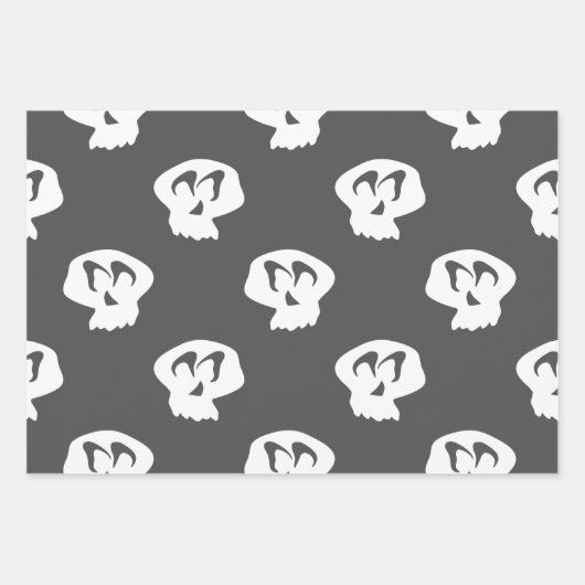 Halloween-Streifen, Herringbones und Schädel Geschenkpapier Set (Vorderseite)