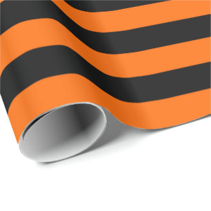 Halloween Streifen in Orange und Schwarz Geschenkpapier