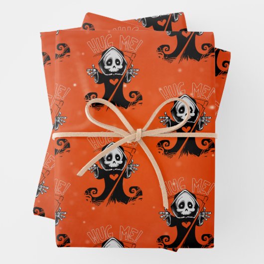 Halloween-Streifenpapier aus schwarzem Sensenmann Geschenkpapier Set (Beispiel)