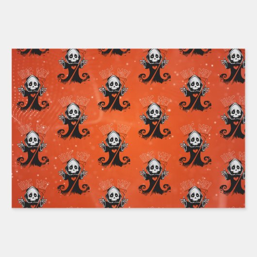 Halloween-Streifenpapier aus schwarzem Sensenmann Geschenkpapier Set (Vorderseite 3)