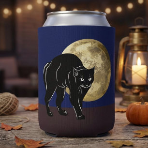 Halloween Streunende schwarze Katze in einer Vollm Dosenkühler