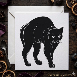 Halloween Streunende schwarze Katzen-Silhouette-Ze Karte