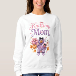 Halloween Strickende Mutter - Einfaches Damen Swea Sweatshirt