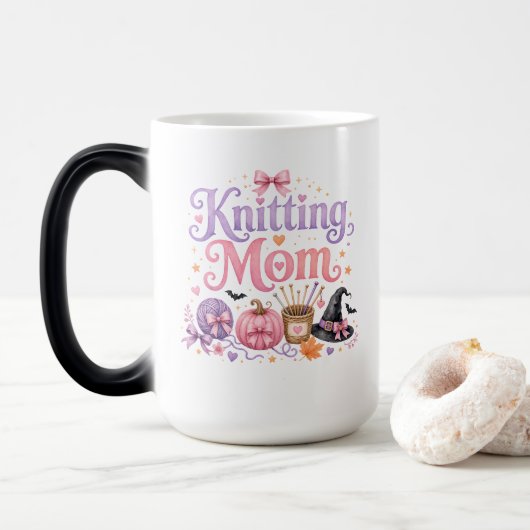 Halloween Strickende Mutter Tasse (Mit Donut)