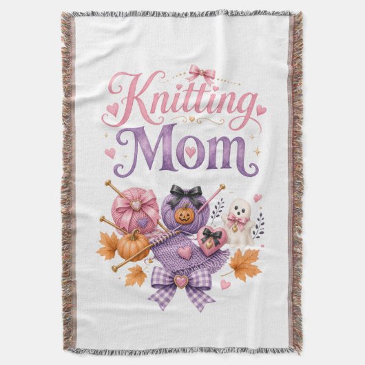Halloween Strickende Mutter - Wurfdecke Decke (Vorderseite Vertikal)