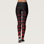 Halloween Strip Schwarz/Rot Glitzer Leggings (Rückseite)
