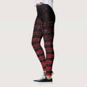 Halloween Strip Schwarz/Rot Glitzer Leggings (Links)