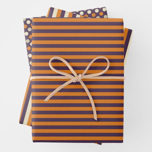 Halloween Stripes and Dots Pattern Geschenkpapier Set (Beispiel)