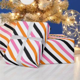 Halloween Stripes - fett diagonales Muster Geschenkpapier