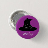 Halloween Stripes Hexe-Hut-Knopf Button (Vorne & Hinten)