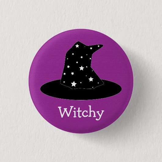 Halloween Stripes Hexe-Hut-Knopf Button (Vorderseite)