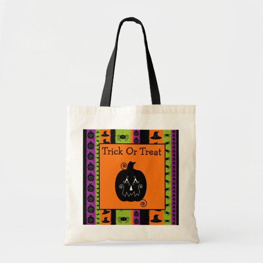 Halloween Stripes Jack O'Lantern Tasche (Vorne)