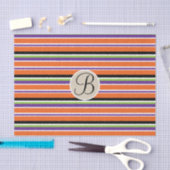 Halloween Stripes Kraft Monogram Letter Initial Seidenpapier (Handwerk)