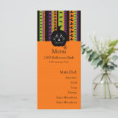 Halloween Stripes Kürbis-Menü-Karte Menükarte (Stehend Vorderseite)