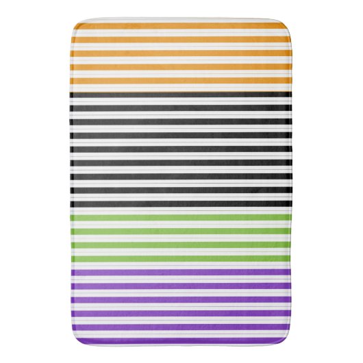 Halloween Stripes Lila grünes Schwarzwingelorn Badematte (Vorderseite Vertikal)