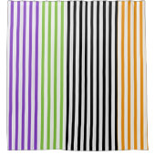 Halloween Stripes Lila grünes Schwarzwingelorn Duschvorhang (Vorderseite)