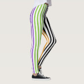 Halloween Stripes Lila grünes Schwarzwingelorn Leggings (Rechts)