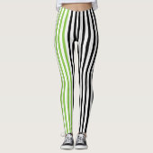 Halloween Stripes Lila grünes Schwarzwingelorn Leggings (Vorderseite)
