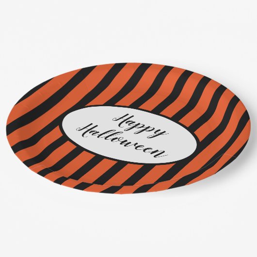 Halloween Stripes Paper-Teller Pappteller (Schrägansicht)