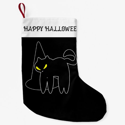 Halloween-Strumpf | Katzenkatze und Hut Kleiner Weihnachtsstrumpf (Vorderseite)