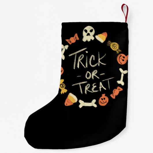 Halloween-Strumpf | Spooky Trick oder Treat Wreath Kleiner Weihnachtsstrumpf (Rückseite)