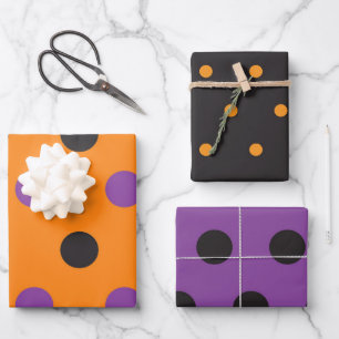 Halloween Style Polka Dot Lila Black Orange Fun Geschenkpapier Set