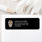 Halloween Sugar Skull Black Rücksendeadresse (Insitu)