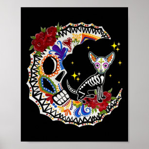 Halloween Sugar Skull Chihuahua und Moon Lover Poster