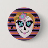 Halloween Sugar Skull Dias De Los Muertos Button (Vorderseite)